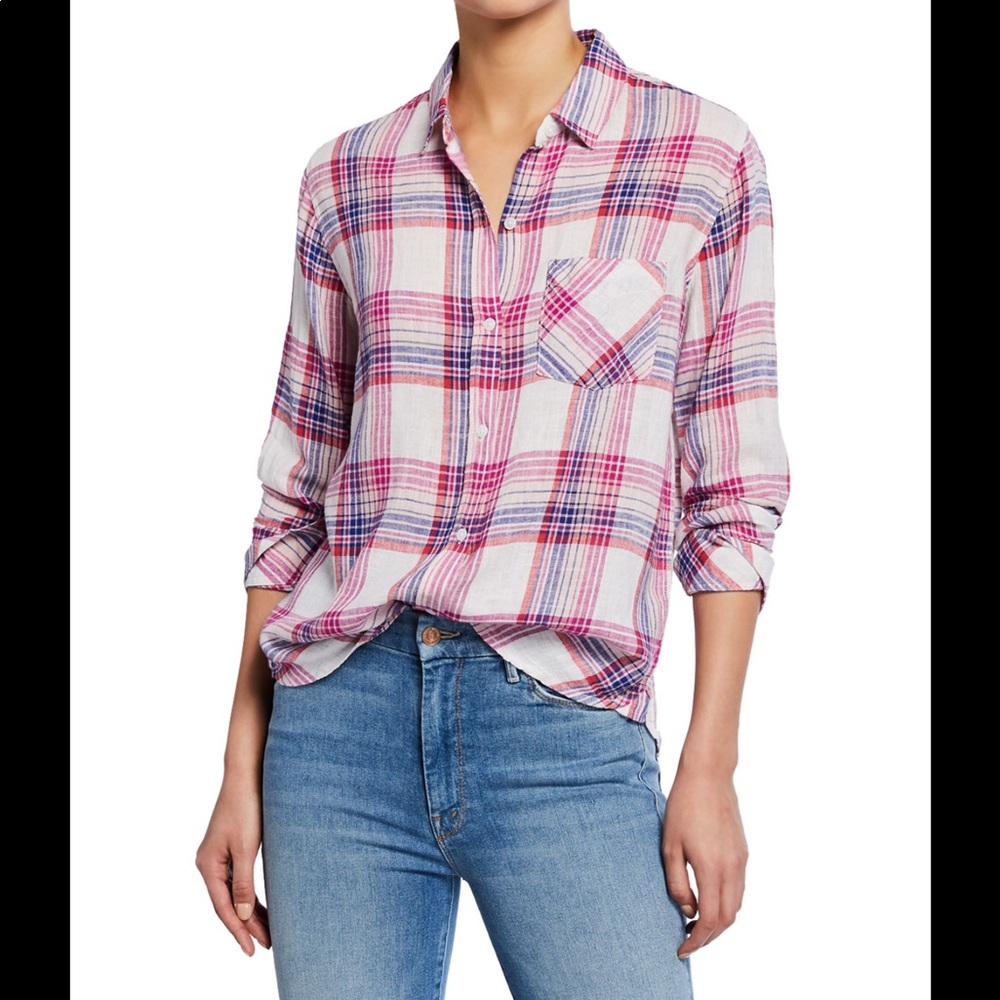 Rails Charli White Peach Fuchsia Buttondown